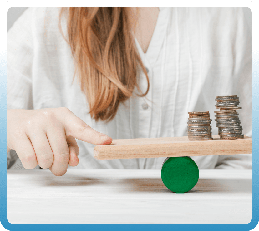 Person balancing coins representing affordable and reliable pricing